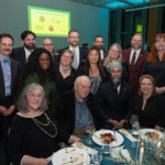 Ed Broadbent, NDP Leader Jagmeet Singh, and CLC President Bea Bruske accompanied by CLC staff.